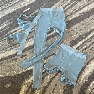 SKIMS Blue Boxer Briefs and Leggings Set